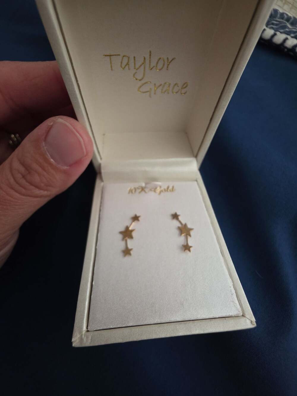 Taylor Grace 10k Yellow Gold Star Climber Earrings - Picture 2 of 4